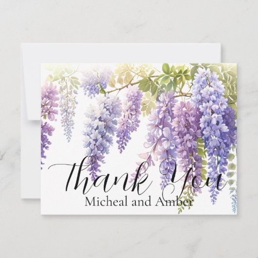 Elegante lila Aquarellweide Dankeskarte (Vorderseite)