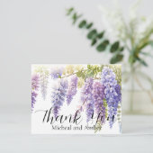 Elegante lila Aquarellweide Dankeskarte (Stehend Vorderseite)