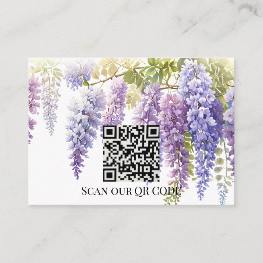 Elegante lila Aquarellweide QR-Hochzeit Begleitkarte (Rückseite)