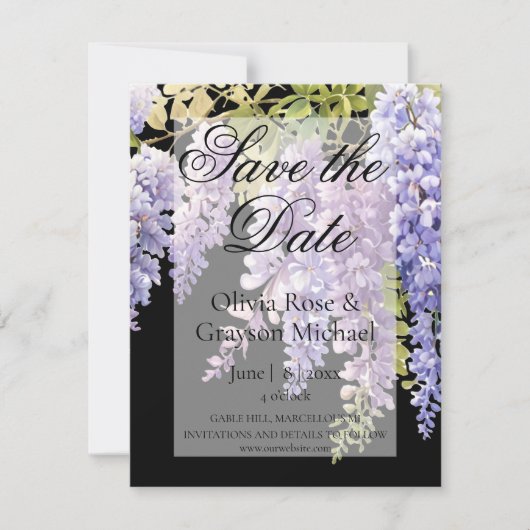 Elegante lila Aquarellweide Save The Date (Vorderseite)