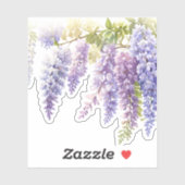 Elegante lila Aquarellwisteria blühend Aufkleber (Blatt)