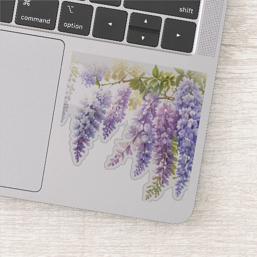 Elegante lila Aquarellwisteria blühend Aufkleber (Detail)
