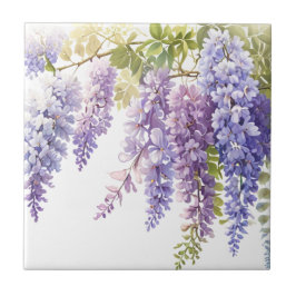 Elegante lila Aquarellwisteria blühend Fliese