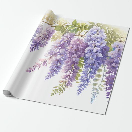 Elegante lila Aquarellwisteria blühend Geschenkpapier (Ungerollt)