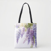 Elegante lila Aquarellwisteria blühend Tasche (Vorderseite)