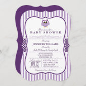 Elegante Lila Babydusche Einladung (Vorne/Hinten)
