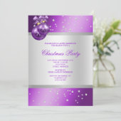 Elegante Lila Baubles & Perlen Weihnachten Einladung (Stehend Vorderseite)