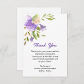 Elegante Lila Beerdigung der Flora Vielen Dank Dankeskarte (Vorne/Hinten)