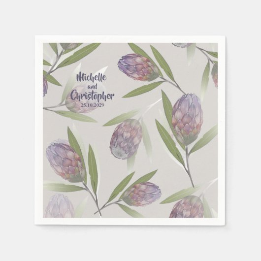 Elegante Lila Beige Hochzeit Serviette (Vorderseite)