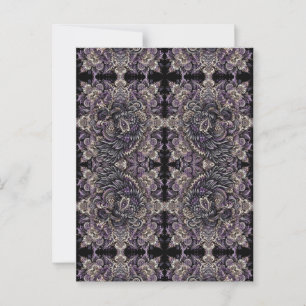 Elegante Lila Black Batik Raven Tessellation Tile Postkarte