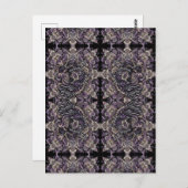 Elegante Lila Black Batik Raven Tessellation Tile Postkarte (Vorne/Hinten)