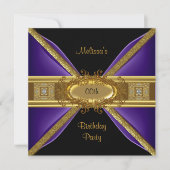 Elegante Lila Black Gold Geburtstagsparty Einladung (Vorderseite)