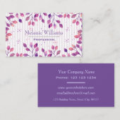 Elegante Lila Blätter und Streifen Visitenkarte (Vorne/Hinten)