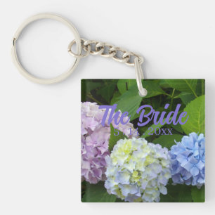 elegante lila blaue Blumen Hydrangeen die Braut Schlüsselanhänger