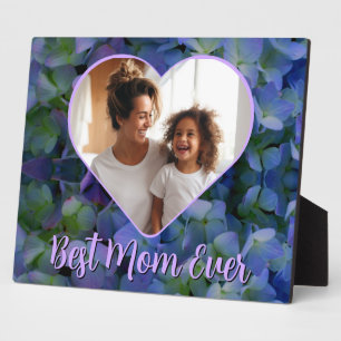 Elegante lila blaue Blumenvorlage Beste Mama Fotov Fotoplatte