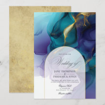 Elegante Lila, blaue und goldene Hochzeit