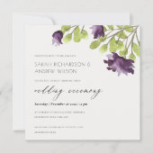 ELEGANTE LILA BLAUE WATERCOLOR FLUSSBREITE EINLADUNG (Vorderseite)