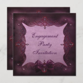 Elegante Lila Bling & Bow Engagement Party Einladung (Vorne/Hinten)
