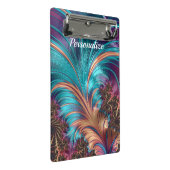 Elegante Lila Blue Abstrakt Feather Personalisiert Mini Klemmbrett (Schrägansicht)