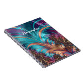 Elegante Lila Blue Abstrakt Feather Personalize Notizblock (Rechte Seite)