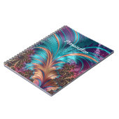 Elegante Lila Blue Abstrakt Feather Personalize Notizblock (Linke Seite)