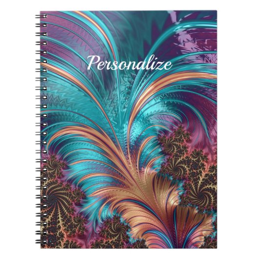 Elegante Lila Blue Abstrakt Feather Personalize Notizblock (Vorderseite)