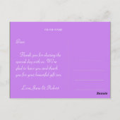 Elegante lila Blume bedankt sich bei Postcard. Postkarte (Rückseite)