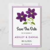 Elegante lila Blume blumenreiche Hochzeit Sichern  Einladung (Vorderseite)