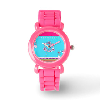 Elegante Lila Blume-Design-Uhr Armbanduhr