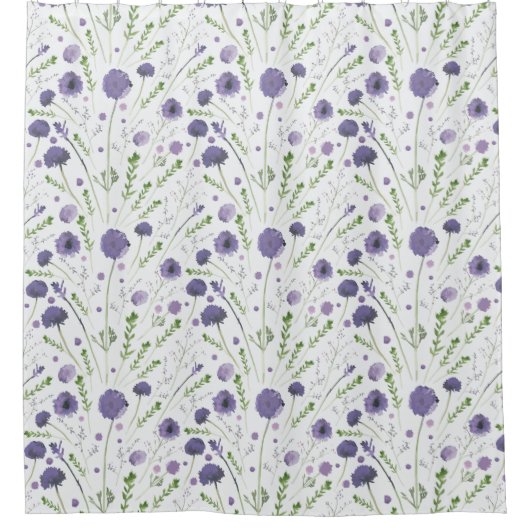 Elegante Lila Blume Duschvorhang (Vorderseite)