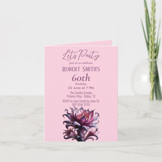 Elegante Lila Blume Geburtstagsparty Einladung (Vorderseite)