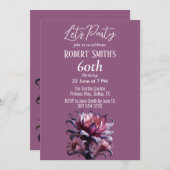 Elegante Lila Blume Geburtstagsparty Einladung (Vorne/Hinten)