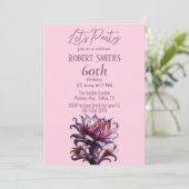 Elegante Lila Blume Geburtstagsparty Einladung (Stehend Vorderseite)