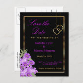 - Elegante Lila Blume Hochzeit Ankündigungspostkarte (Vorne/Hinten)