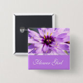 Elegante lila Blume Hochzeit Blume Mädchen Button (Vorne & Hinten)