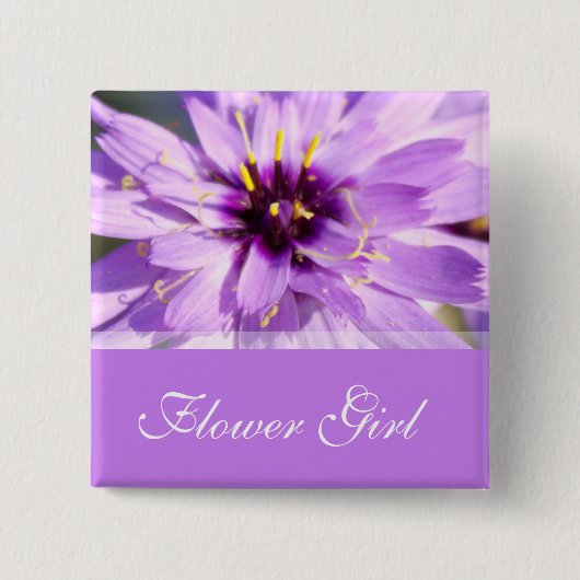 Elegante lila Blume Hochzeit Blume Mädchen Button (Vorderseite)