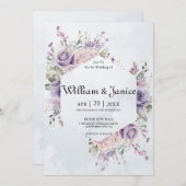 Elegante Lila Blume Hochzeit Einladung (Vorne/Hinten)