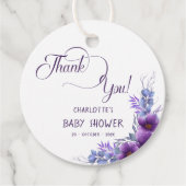 Elegante Lila Blume Kinderdusche Geschenkanhänger (Vorderseite)