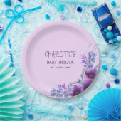 Elegante Lila Blume Kinderdusche Pappteller (Party)