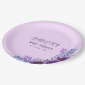 Elegante Lila Blume Kinderdusche Pappteller (Schrägansicht)