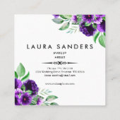 Elegante Lila Blume Makeup Artist Quadratische Visitenkarte (Rückseite)