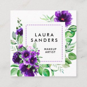 Elegante Lila Blume Makeup Artist Quadratische Visitenkarte