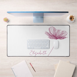 Elegante Lila Blume Niedlich Boho Girly White Cust Schreibtischunterlage