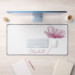 Elegante Lila Blume Niedlich Boho Girly White Cust Schreibtischunterlage