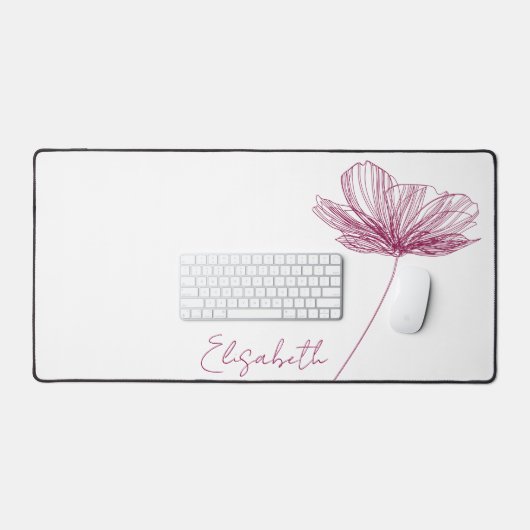 Elegante Lila Blume Niedlich Boho Girly White Cust Schreibtischunterlage (Tastatur & Maus)