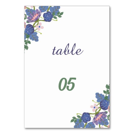 Elegante Lila Blume Personalisiert Hochzeit Tischnummer (Vorderseite)