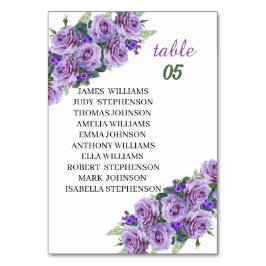 Elegante Lila Blume Personalisiert Hochzeit Tischnummer