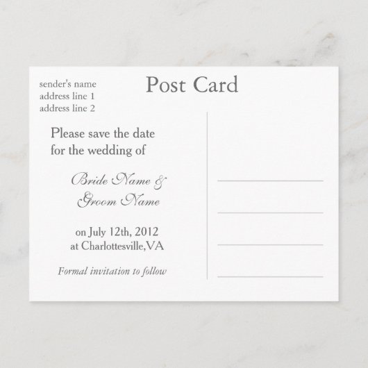 Elegante lila Blume Save the Date Postkarte (Rückseite)