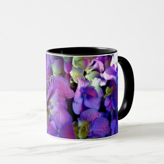 Elegante lila Blume Tasse (VorderseiteRechts)