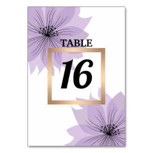 Elegante lila Blume Tischnummer